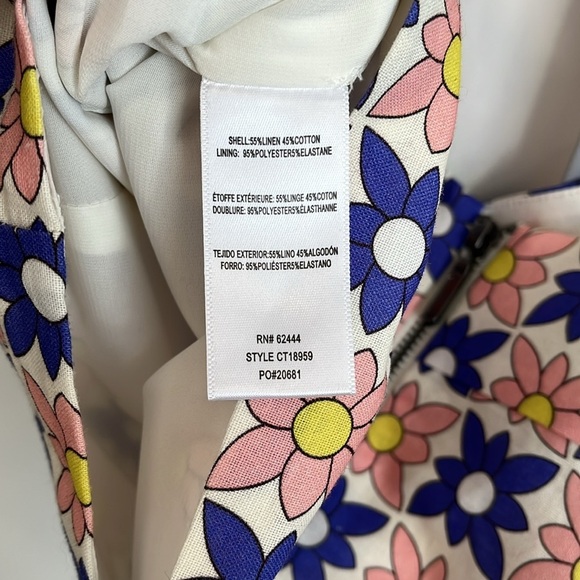 NWOT Nicole Miller Collection Linen Blend Daisy Crop Tank Top Lined, Size L - Picture 8 of 9